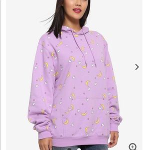 Sailor Moon Celestial Women's Hoodie Purple Bunny Crescent Moons SZ. S Box Lunch